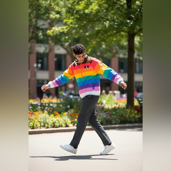 NWT Disney Pride Mickey Mouse 3/4 Zip Pullover Jacket - Picture 10 of 10